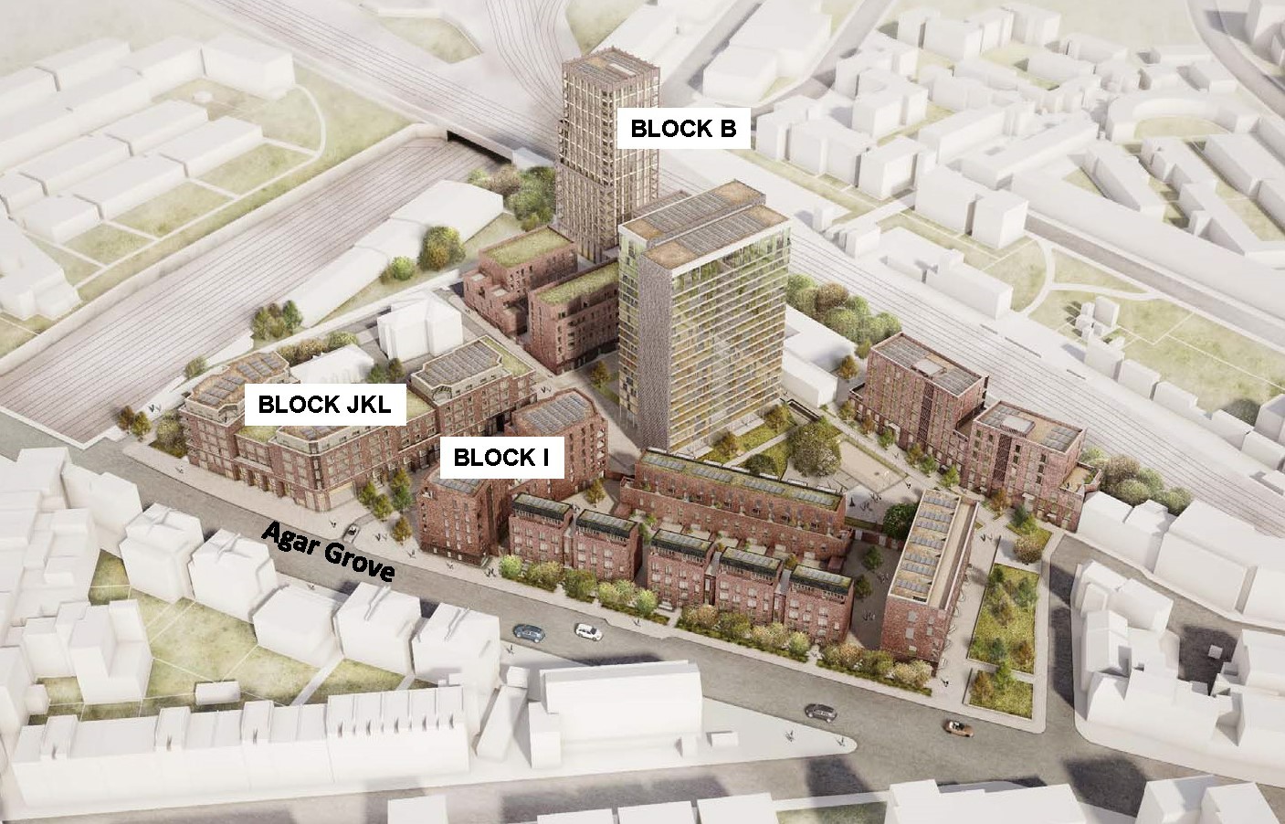 Computerised image showing Block I and Block JKL buildings