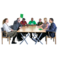 people at meeting around table